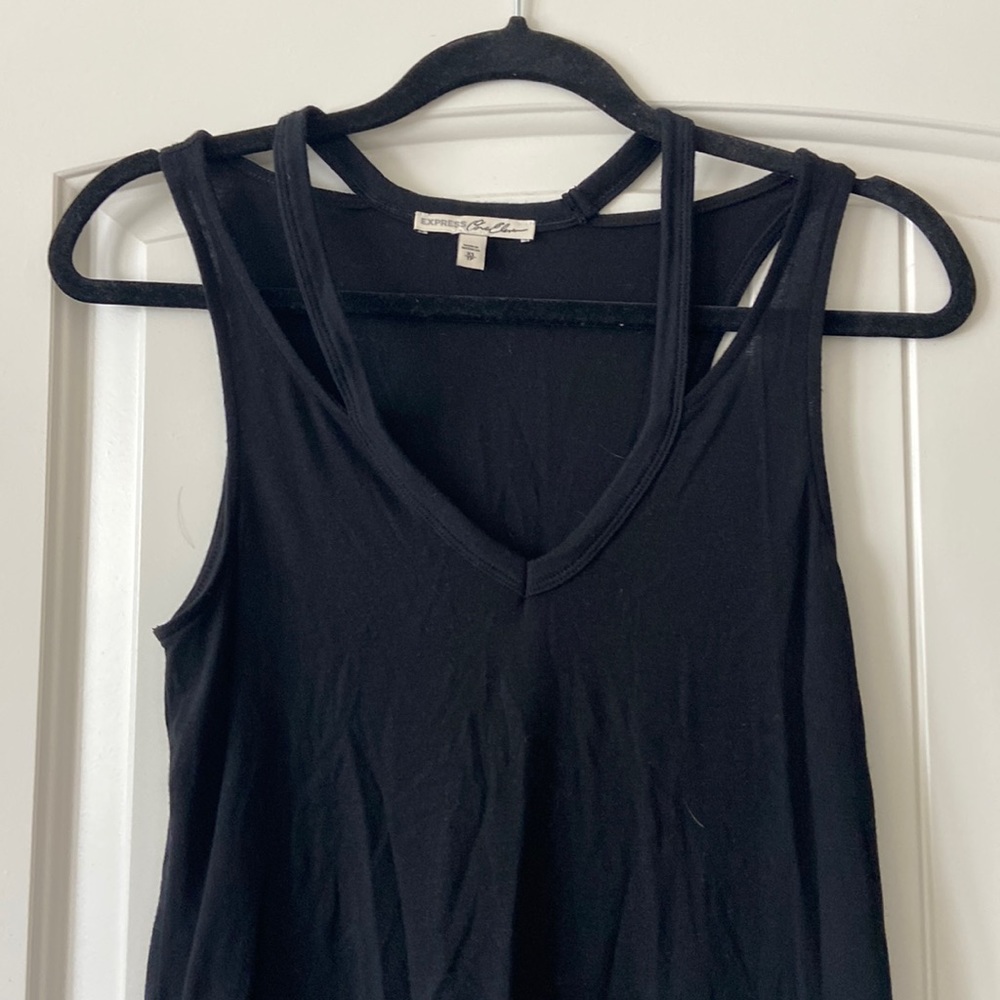 Express one eleven black tank top with cut outs